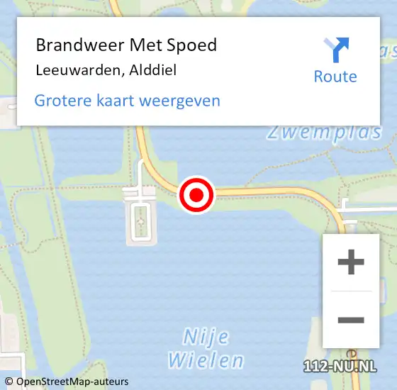 Locatie op kaart van de 112 melding: Brandweer Met Spoed Naar Leeuwarden, Alddiel op 14 februari 2017 14:39