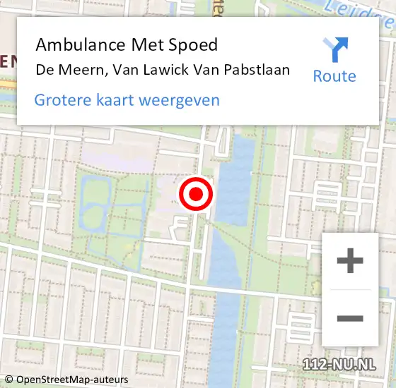 Locatie op kaart van de 112 melding: Ambulance Met Spoed Naar De Meern, Van Lawick Van Pabstlaan op 14 februari 2017 15:01