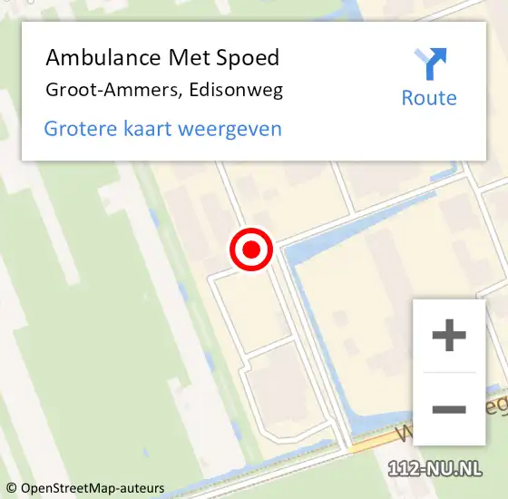 Locatie op kaart van de 112 melding: Ambulance Met Spoed Naar Groot-Ammers, Edisonweg op 14 februari 2017 15:41