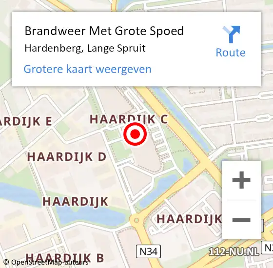 Locatie op kaart van de 112 melding: Brandweer Met Grote Spoed Naar Hardenberg, Lange Spruit op 14 februari 2017 16:57