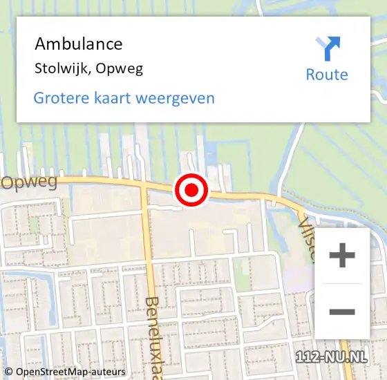 Locatie op kaart van de 112 melding: Ambulance Stolwijk, Opweg op 14 februari 2017 17:01