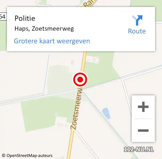 Locatie op kaart van de 112 melding: Politie Haps, Zoetsmeerweg op 14 februari 2017 17:07