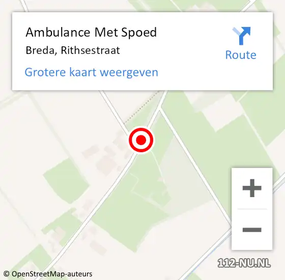 Locatie op kaart van de 112 melding: Ambulance Met Spoed Naar Breda, Rithsestraat op 14 februari 2017 17:22