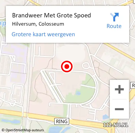 Locatie op kaart van de 112 melding: Brandweer Met Grote Spoed Naar Hilversum, Colosseum op 14 februari 2017 17:31