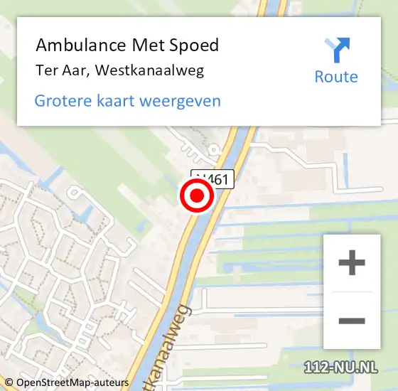 Locatie op kaart van de 112 melding: Ambulance Met Spoed Naar Ter Aar, Westkanaalweg op 14 februari 2017 17:52