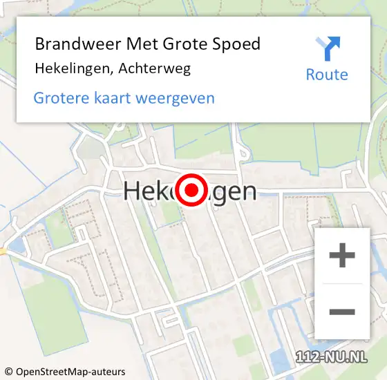 Locatie op kaart van de 112 melding: Brandweer Met Grote Spoed Naar Hekelingen, Achterweg op 14 februari 2017 17:53