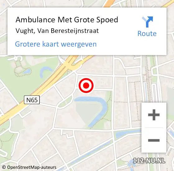 Locatie op kaart van de 112 melding: Ambulance Met Grote Spoed Naar Vught, Van Beresteijnstraat op 14 februari 2017 18:07