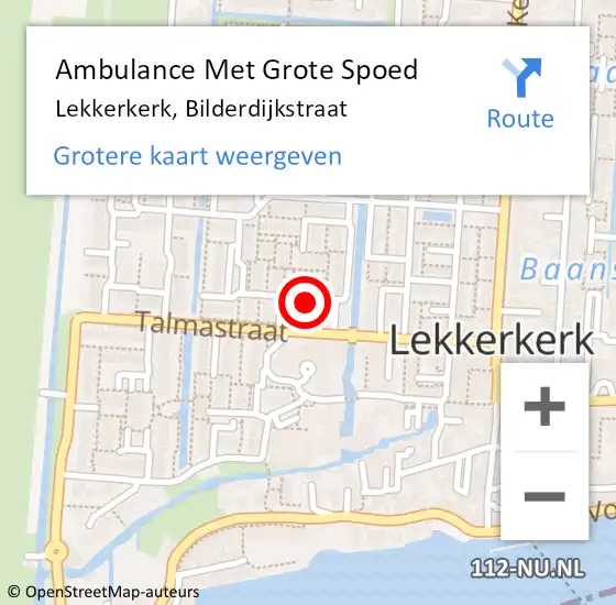 Locatie op kaart van de 112 melding: Ambulance Met Grote Spoed Naar Lekkerkerk, Bilderdijkstraat op 14 februari 2017 18:36