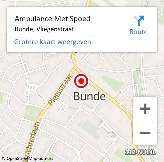 Locatie op kaart van de 112 melding: Ambulance Met Spoed Naar Bunde, Vliegenstraat op 11 januari 2014 01:21