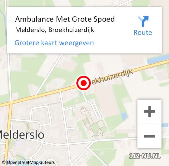 Locatie op kaart van de 112 melding: Ambulance Met Grote Spoed Naar Melderslo, Broekhuizerdijk op 11 januari 2014 01:21