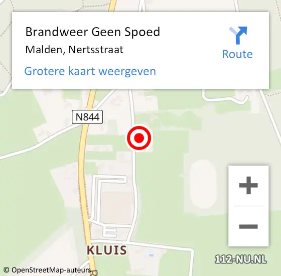 Locatie op kaart van de 112 melding: Brandweer Geen Spoed Naar Malden, Nertsstraat op 14 februari 2017 22:26