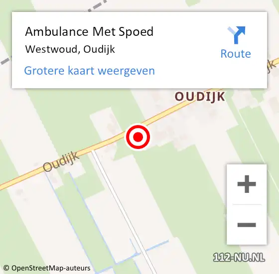 Locatie op kaart van de 112 melding: Ambulance Met Spoed Naar Westwoud, Oudijk op 14 februari 2017 23:08