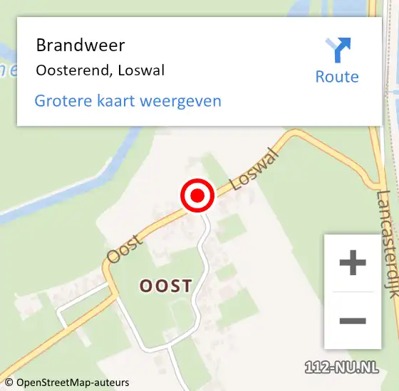 Locatie op kaart van de 112 melding: Brandweer Oosterend, Loswal op 14 februari 2017 23:48