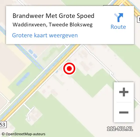 Locatie op kaart van de 112 melding: Brandweer Met Grote Spoed Naar Waddinxveen, Tweede Bloksweg op 15 februari 2017 05:03