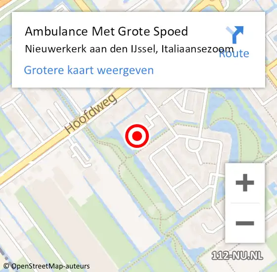 Locatie op kaart van de 112 melding: Ambulance Met Grote Spoed Naar Nieuwerkerk aan den IJssel, Italiaansezoom op 15 februari 2017 05:58