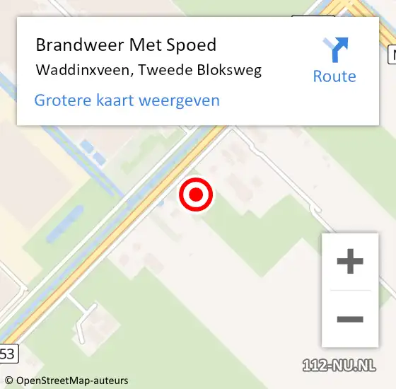 Locatie op kaart van de 112 melding: Brandweer Met Spoed Naar Waddinxveen, Tweede Bloksweg op 15 februari 2017 06:09