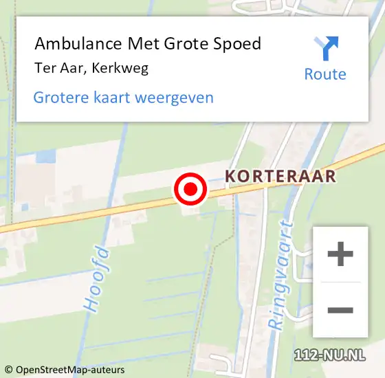 Locatie op kaart van de 112 melding: Ambulance Met Grote Spoed Naar Ter Aar, Kerkweg op 15 februari 2017 06:12