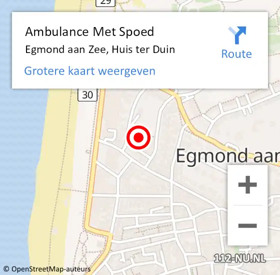 Locatie op kaart van de 112 melding: Ambulance Met Spoed Naar Egmond aan Zee, Huis ter Duin op 15 februari 2017 06:25