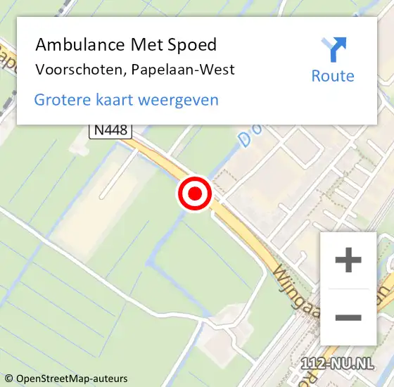 Locatie op kaart van de 112 melding: Ambulance Met Spoed Naar Voorschoten, Papelaan-West op 15 februari 2017 06:38
