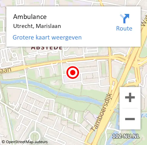 Locatie op kaart van de 112 melding: Ambulance Utrecht, Marislaan op 15 februari 2017 08:02