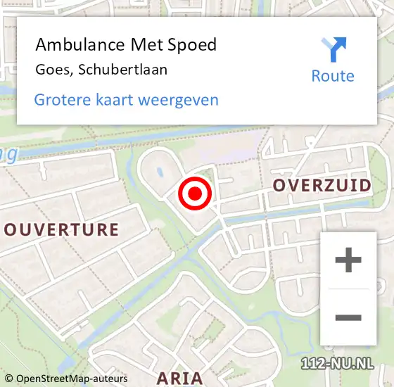 Locatie op kaart van de 112 melding: Ambulance Met Spoed Naar Goes, Schubertlaan op 15 februari 2017 08:25