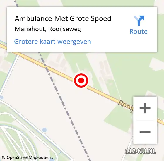 Locatie op kaart van de 112 melding: Ambulance Met Grote Spoed Naar Mariahout, Rooijseweg op 15 februari 2017 08:26