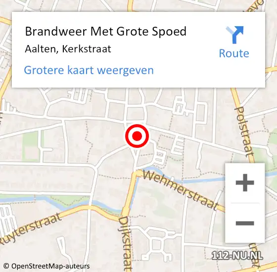 Locatie op kaart van de 112 melding: Brandweer Met Grote Spoed Naar Aalten, Kerkstraat op 15 februari 2017 08:41