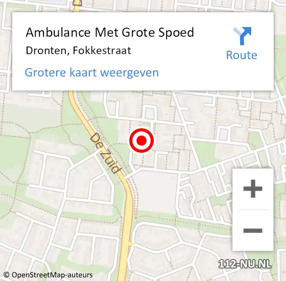 Locatie op kaart van de 112 melding: Ambulance Met Grote Spoed Naar Dronten, Fokkestraat op 15 februari 2017 08:54