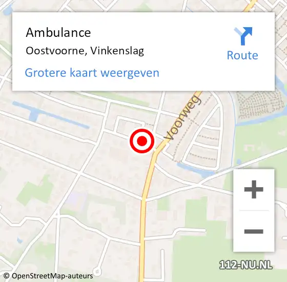 Locatie op kaart van de 112 melding: Ambulance Oostvoorne, Vinkenslag op 15 februari 2017 09:09