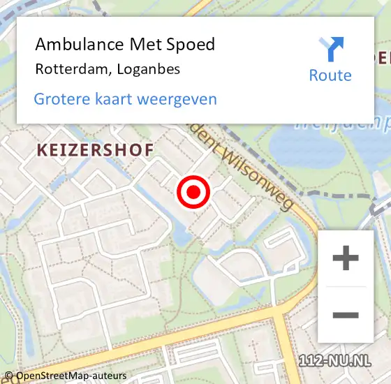 Locatie op kaart van de 112 melding: Ambulance Met Spoed Naar Rotterdam, Loganbes op 15 februari 2017 09:41