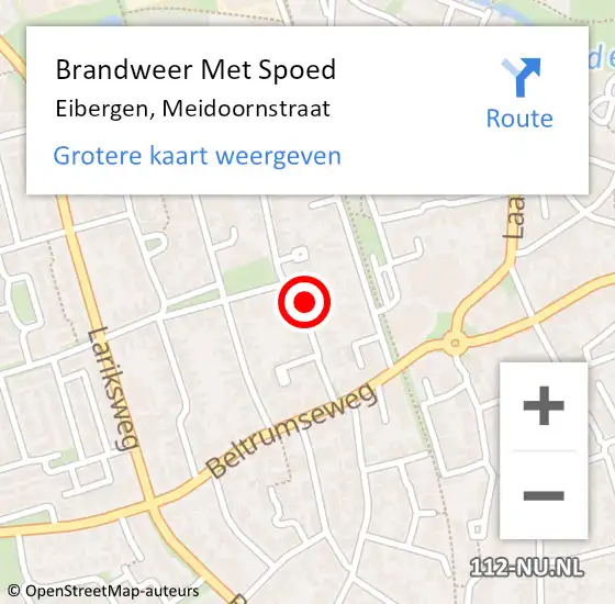 Locatie op kaart van de 112 melding: Brandweer Met Spoed Naar Eibergen, Meidoornstraat op 15 februari 2017 10:03