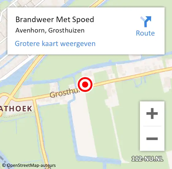 Locatie op kaart van de 112 melding: Brandweer Met Spoed Naar Avenhorn, Grosthuizen op 15 februari 2017 10:03