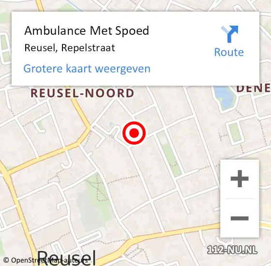 Locatie op kaart van de 112 melding: Ambulance Met Spoed Naar Reusel, Repelstraat op 15 februari 2017 10:15