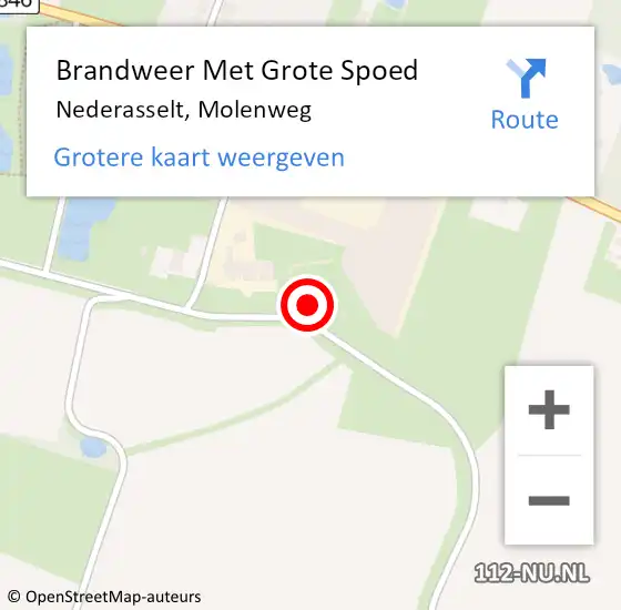 Locatie op kaart van de 112 melding: Brandweer Met Grote Spoed Naar Nederasselt, Molenweg op 15 februari 2017 10:27