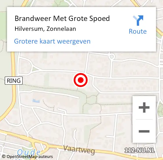 Locatie op kaart van de 112 melding: Brandweer Met Grote Spoed Naar Hilversum, Zonnelaan op 15 februari 2017 10:33