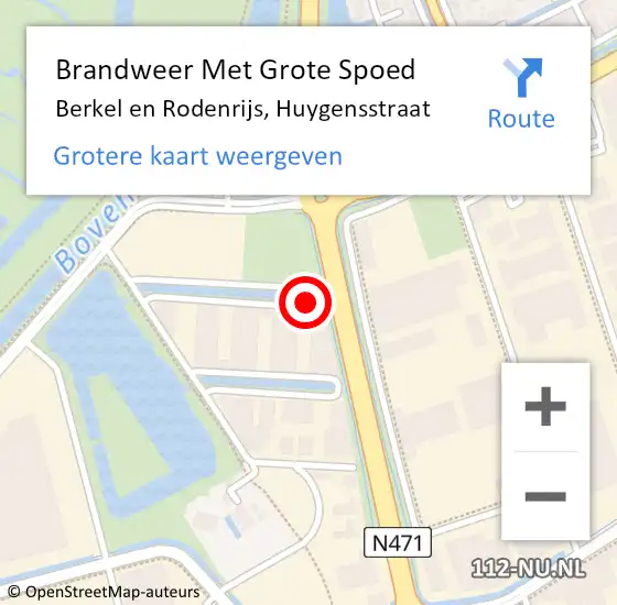 Locatie op kaart van de 112 melding: Brandweer Met Grote Spoed Naar Berkel en Rodenrijs, Huygensstraat op 15 februari 2017 10:49