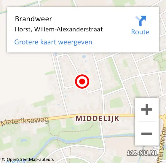 Locatie op kaart van de 112 melding: Brandweer Horst, Willem-Alexanderstraat op 15 februari 2017 11:21