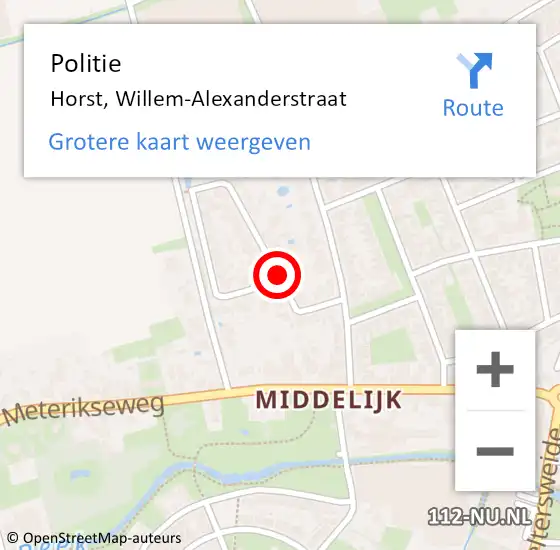 Locatie op kaart van de 112 melding: Politie Horst, Willem-Alexanderstraat op 15 februari 2017 11:24