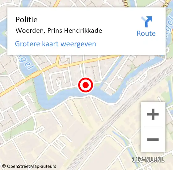 Locatie op kaart van de 112 melding: Politie Woerden, Prins Hendrikkade op 15 februari 2017 12:04