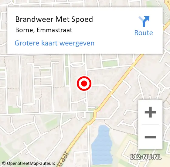 Locatie op kaart van de 112 melding: Brandweer Met Spoed Naar Borne, Emmastraat op 15 februari 2017 12:05