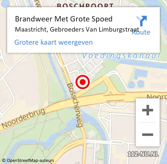 Locatie op kaart van de 112 melding: Brandweer Met Grote Spoed Naar Maastricht, Gebroeders Van Limburgstraat op 15 februari 2017 12:26