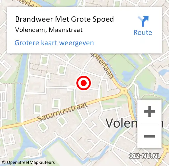 Locatie op kaart van de 112 melding: Brandweer Met Grote Spoed Naar Volendam, Maanstraat op 15 februari 2017 12:54