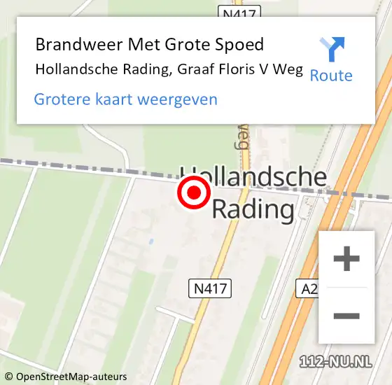 Locatie op kaart van de 112 melding: Brandweer Met Grote Spoed Naar Hollandsche Rading, Graaf Floris V Weg op 15 februari 2017 13:18