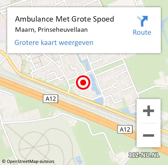 Locatie op kaart van de 112 melding: Ambulance Met Grote Spoed Naar Maarn, Prinseheuvellaan op 15 februari 2017 13:21