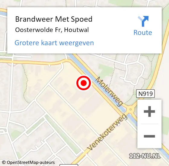 Locatie op kaart van de 112 melding: Brandweer Met Spoed Naar Oosterwolde Fr, Houtwal op 15 februari 2017 13:32