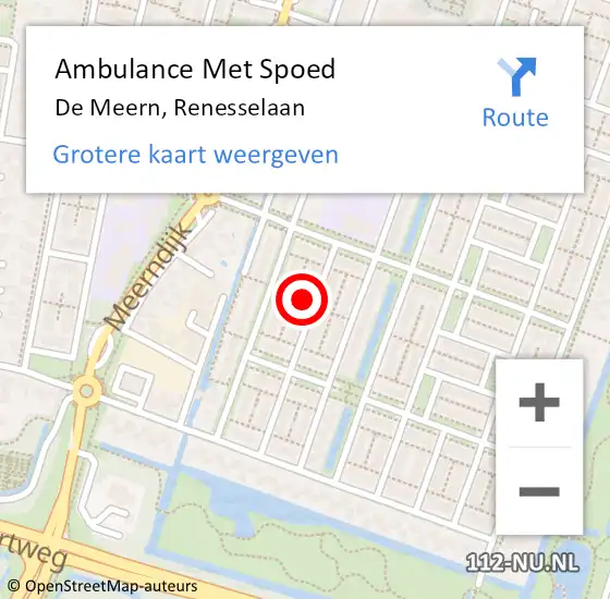 Locatie op kaart van de 112 melding: Ambulance Met Spoed Naar De Meern, Renesselaan op 15 februari 2017 13:43