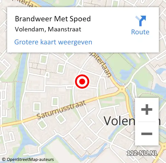 Locatie op kaart van de 112 melding: Brandweer Met Spoed Naar Volendam, Maanstraat op 15 februari 2017 14:00