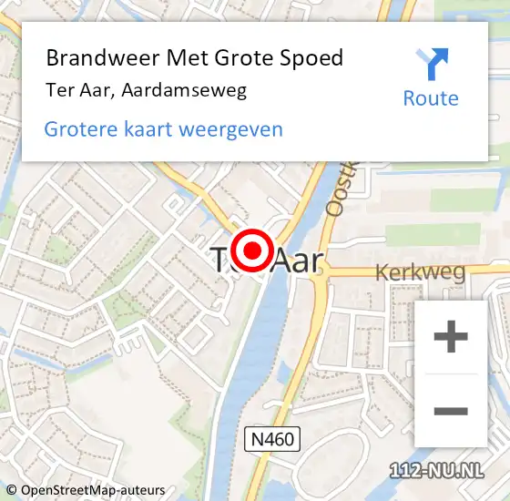 Locatie op kaart van de 112 melding: Brandweer Met Grote Spoed Naar Ter Aar, Aardamseweg op 15 februari 2017 14:10