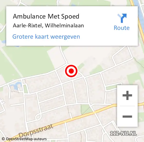 Locatie op kaart van de 112 melding: Ambulance Met Spoed Naar Aarle-Rixtel, Wilhelminalaan op 15 februari 2017 15:03