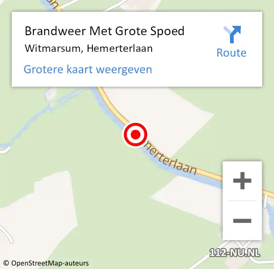 Locatie op kaart van de 112 melding: Brandweer Met Grote Spoed Naar Witmarsum, Hemerterlaan op 15 februari 2017 15:08